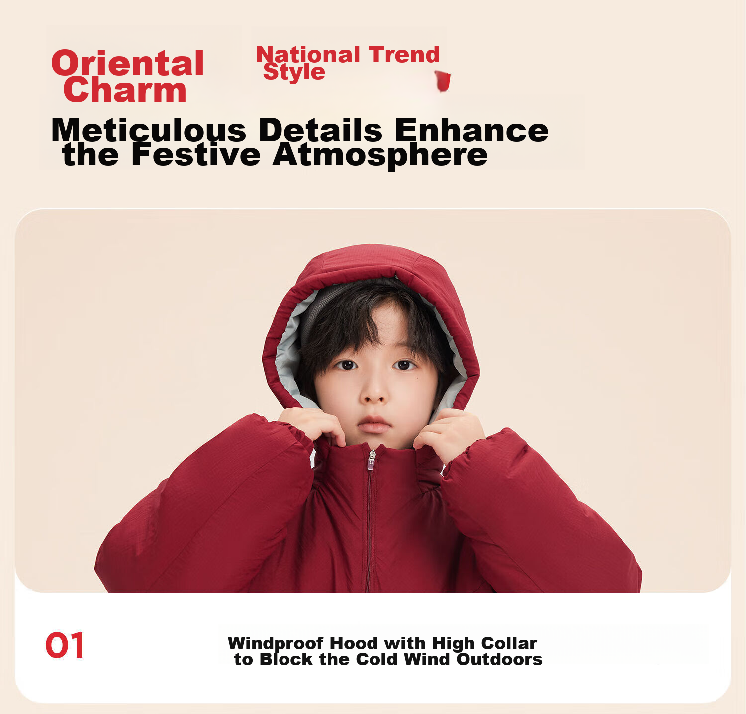 Zuo Xi Boys Red Cotton Jacket 2025 New Children's Snowy Cotton Padded Coat New Year Style Red 170 19